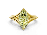Yellow gold Fancy Yellow Marquise  Solitaire Beaded Band Six-Prong Setting
