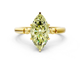 Yellow gold Fancy Yellow Marquise  Solitaire Beaded Band with Four-Prong Setting