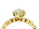 Yellow gold Fancy Yellow Marquise  Solitaire Bezel Accent Diamond Engagement Ring with Beaded Band and Four-Prong Setting_4