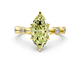 Yellow gold Fancy Yellow Marquise  Solitaire Bezel-Set Diamond Ring with Beaded Band and Four-Prong Setting_29