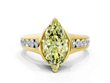 Yellow gold Fancy Yellow Marquise  Solitaire Bezel-Set Diamond Ring with Channel-Set Band