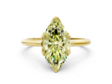 Yellow gold Fancy Yellow Marquise  Solitaire Cathedral Diamond Ring with Six-Prong Setting