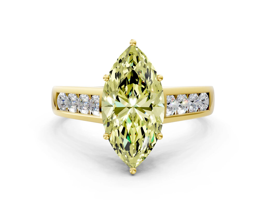 Yellow gold Fancy Yellow Marquise  Solitaire Channel-Set Diamond Engagement Ring with Four-Prong Setting_28