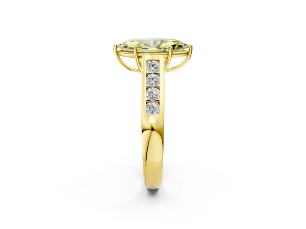 Yellow gold Fancy Yellow Marquise  Solitaire Channel-Set Diamond Engagement Ring with Four-Prong Setting