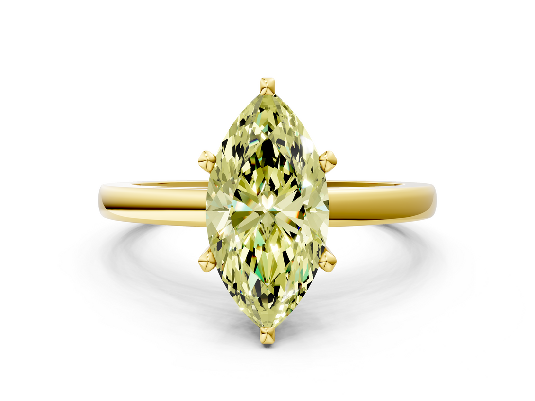 Yellow gold Fancy Yellow Marquise  Solitaire Diamond Engagement Ring with Four-Prong Setting on a Classic Band_3