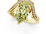 Yellow gold Fancy Yellow Marquise  Solitaire Diamond Engagement Ring with Pave Band and Four-Prong Setting 2