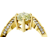 Yellow gold Fancy Yellow Marquise  Solitaire Diamond Engagement Ring with Pave Band and Four-Prong Setting 5