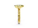 Yellow gold Fancy Yellow Marquise  Solitaire Diamond Engagement Ring with XO Engraved Band and Four-Prong Setting 2