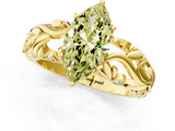 Yellow gold Fancy Yellow Marquise  Solitaire Diamond Leaf Vine Band with Prong Setting_1