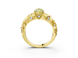 Yellow gold Fancy Yellow Marquise  Solitaire Diamond Leaf Vine Band with Prong Setting_3