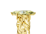 Yellow gold Fancy Yellow Marquise  Solitaire Diamond Leaf Vine Band with Prong Setting_5