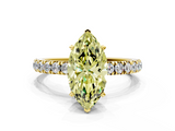 Yellow gold Fancy Yellow Marquise  Solitaire Diamond Pavé Band with Four-Prong Setting