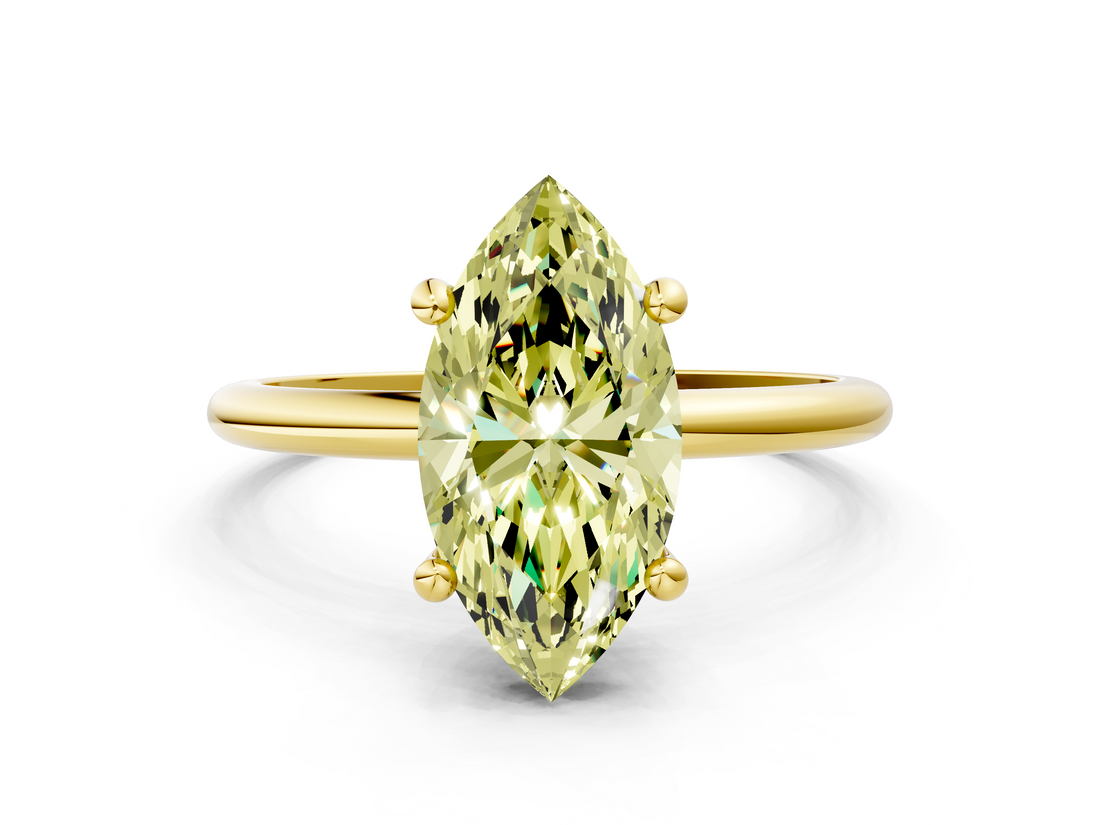 Yellow gold Fancy Yellow Marquise  Solitaire Diamond Ring with 4-Prong Setting on a Classic Band_3