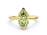 Yellow gold Fancy Yellow Marquise  Solitaire Diamond Ring with Bamboo Band and Four-Prong Setting