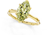 Yellow gold Fancy Yellow Marquise  Solitaire Diamond Ring with Bamboo Band and Four-Prong Setting_1
