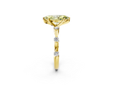 Yellow gold Fancy Yellow Marquise  Solitaire Diamond Ring with Bezel Set Side Stones and Prong Setting_2
