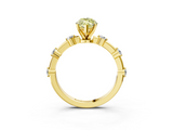 Yellow gold Fancy Yellow Marquise  Solitaire Diamond Ring with Bezel Set Side Stones and Prong Setting_3