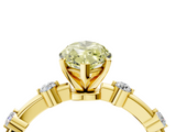 Yellow gold Fancy Yellow Marquise  Solitaire Diamond Ring with Bezel Set Side Stones and Prong Setting_4