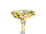 Yellow gold Fancy Yellow Marquise  Solitaire Diamond Ring with Bezel Set Side Stones and Prong Setting_5