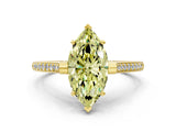Yellow gold Fancy Yellow Marquise  Solitaire Diamond Ring with Channel Set Band and Bezel Prong Setting_56