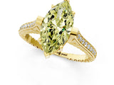 Yellow gold Fancy Yellow Marquise  Solitaire Diamond Ring with Channel Set Band and Bezel Prong Setting_57