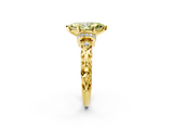 Yellow gold Fancy Yellow Marquise  Solitaire Diamond Ring with Filigree Band and Four-Prong Setting_2