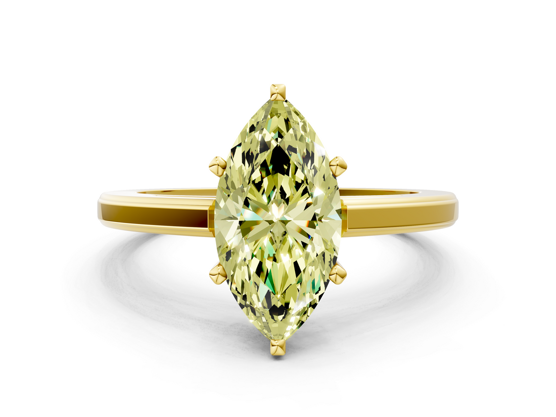 Yellow gold Fancy Yellow Marquise  Solitaire Diamond Ring with Four-Prong Setting and Classic Band_3