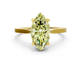 Yellow gold Fancy Yellow Marquise  Solitaire Diamond Ring with Four-Prong Setting and Tapered Band 1