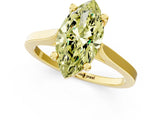 Yellow gold Fancy Yellow Marquise  Solitaire Diamond Ring with Four-Prong Setting and Tapered Band 2