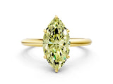 Yellow gold Fancy Yellow Marquise  Solitaire Diamond Ring with Four-Prong Setting on a Plain Band_20