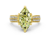 Yellow gold Fancy Yellow Marquise  Solitaire Diamond Ring with Milgrain Pavé Band and Four-Prong Setting_20