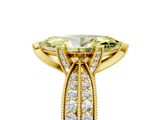 Yellow gold Fancy Yellow Marquise  Solitaire Diamond Ring with Milgrain Pavé Band and Four-Prong Setting_25