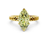 Yellow gold Fancy Yellow Marquise  Solitaire Diamond Ring with Milgrain and Black Enamel X Pattern Band_29