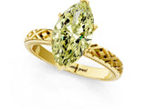 Yellow gold Fancy Yellow Marquise  Solitaire Diamond Ring with Milgrain and Black Enamel X Pattern Band_30