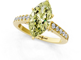 Yellow gold Fancy Yellow Marquise  Solitaire Diamond Ring with Pavé Band and Four-Prong Setting_1