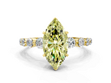 Yellow gold Fancy Yellow Marquise  Solitaire Diamond Ring with Pave Band and Four-Prong Setting