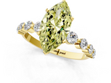 Yellow gold Fancy Yellow Marquise  Solitaire Diamond Ring with Pave Band and Four-Prong Setting_1