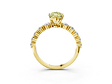 Yellow gold Fancy Yellow Marquise  Solitaire Diamond Ring with Pave Band and Four-Prong Setting_3
