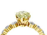 Yellow gold Fancy Yellow Marquise  Solitaire Diamond Ring with Pave Band and Four-Prong Setting_4