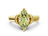 Yellow gold Fancy Yellow Marquise  Solitaire Diamond Ring with Pave Band and Six-Prong Setting_26