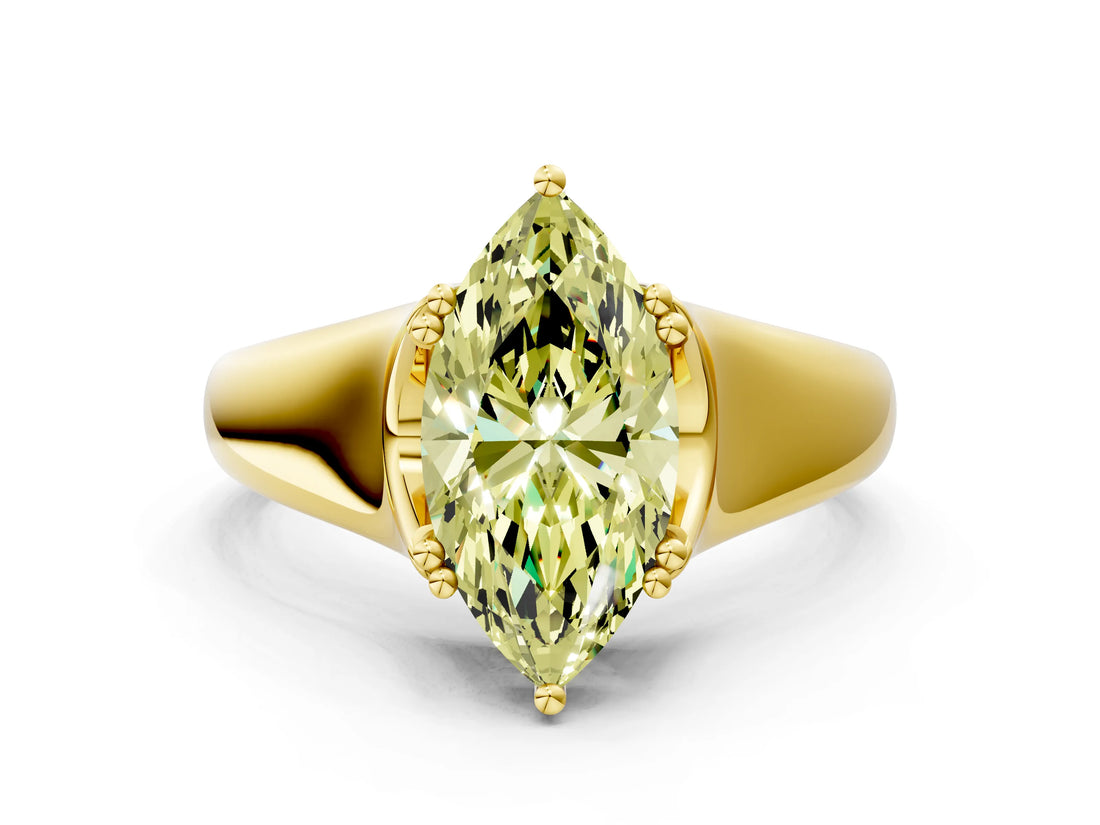 Yellow gold Fancy Yellow Marquise  Solitaire Diamond Ring with Six-Prong Cathedral Setting_32