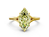 Yellow gold Fancy Yellow Marquise  Solitaire Diamond Ring with Six-Prong Setting and Tapered Band