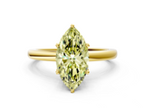 Yellow gold Fancy Yellow Marquise  Solitaire Diamond Ring with Six-Prong Setting on a Classic Band