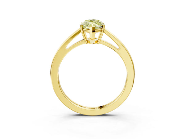 Yellow gold Fancy Yellow Marquise  Solitaire Diamond Ring with Split Shank and Four-Prong Setting