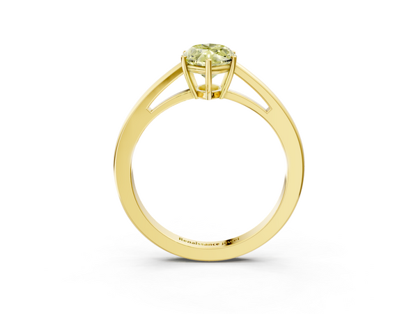 Yellow gold Fancy Yellow Marquise  Solitaire Diamond Ring with Split Shank and Four-Prong Setting