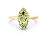 Yellow gold Fancy Yellow Marquise  Solitaire Diamond Ring with a Classic Band and Four-Prong Setting 1
