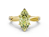 Yellow gold Fancy Yellow Marquise  Solitaire Diamond Twisted Band with Four-Prong Setting