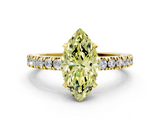 Yellow gold Fancy Yellow Marquise  Solitaire Diamond with Pavé Band and Four-Prong Setting