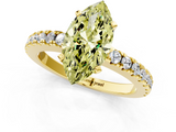 Yellow gold Fancy Yellow Marquise  Solitaire Diamond with Pavé Band and Four-Prong Setting_1