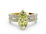 Yellow gold Fancy Yellow Marquise  Solitaire Diamond with Pave and Channel Set Band